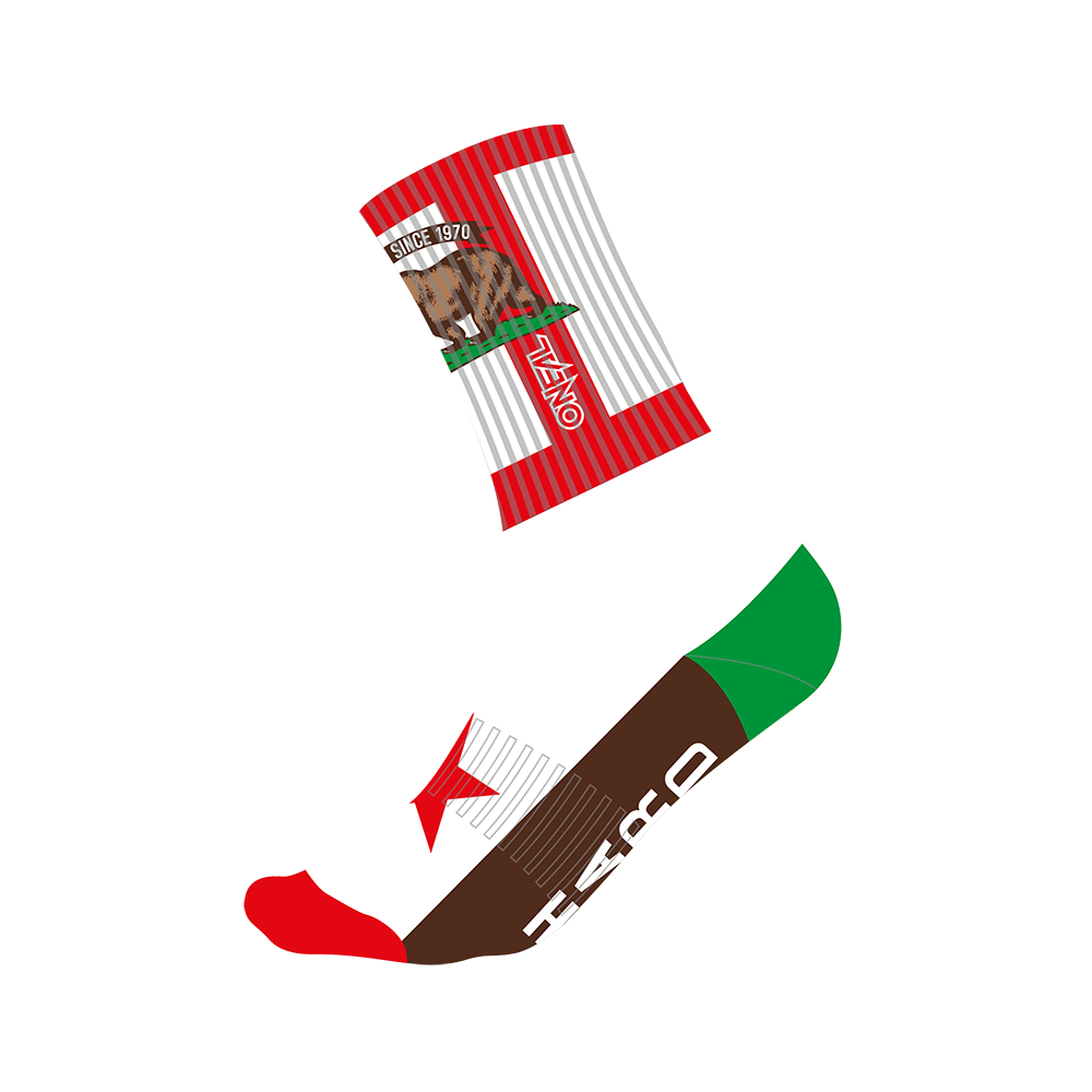 MTB ponožky CALIFORNIA červená/bílá/hnědá (39-42) 43-46